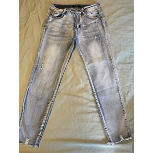 Bamboo Jeans Women's Size 11 Distressed Skinny Jeans Light Wash Frayed Hem USA